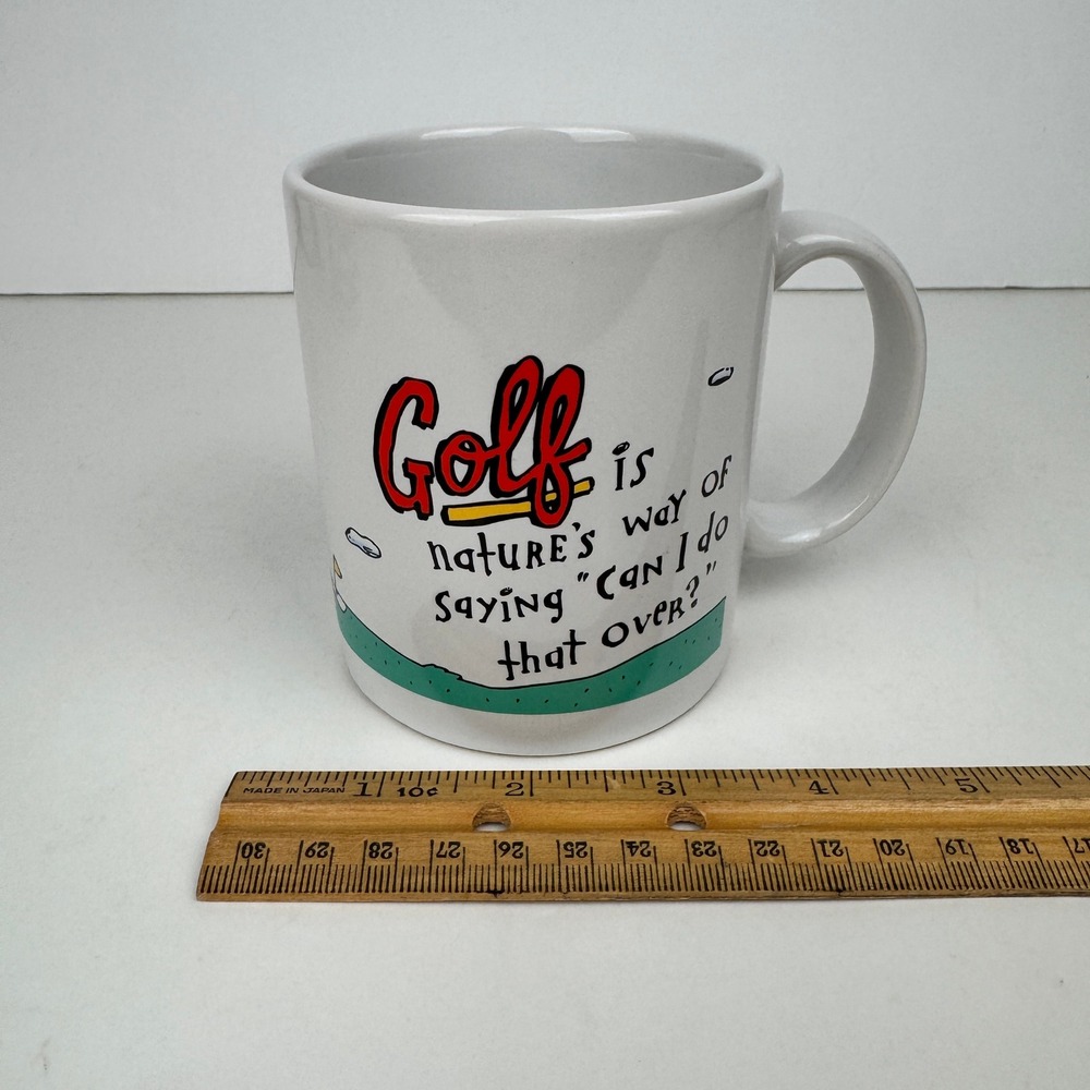 Vtg Hallmark Golf Golfing Funny Gag Mug Do Over Quote Shoebox Greetings w Handle